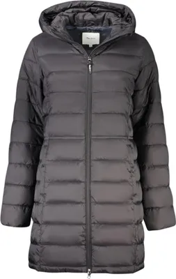 Produktbild von Lange Damenjacke in Schwarz mit Kapuze und Reißverschluss