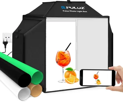 Zdjęcie produktu dla Przenośne studio fotograficzne - fotobudka - namiot oświetleniowy - namiot fotograficzny - zestaw do studia fotograficznego - 40 x 40 cm - 480 diod LED, 24 W, 5500 K