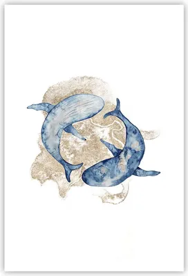 Produktbild von Poster - Poster ohne Rahmen - Wal Aquarell Gold - 61x91,5 cm - Wand Bild - Wanddeko - Wandbilder - Kunstposter - Wandposter - Bilder - Kunstdruck - Wanddekoration - Wandbild - P2XPA61x91-4150