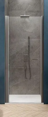 Produktbild von Tür Arty 100 Vt schwenkbar 200 cm Hochglanz-Silber Profil transparente Verglasung ohne Schwelle