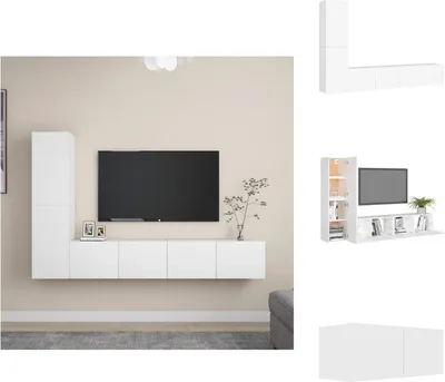 Immagine prodotto di vidaXL Set di mobili TV 4 pezzi in legno bianco - Mobili TV