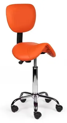 Produktbild von Ergonomisch Sattelhocker Orange Mit Lehne Auf Räder - Standard (50-68cm) / mit Fußstütze / Standardmäßige Räder
