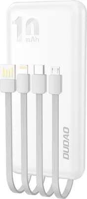 Produktbild von DUDAO K6Pro Universal 10000mAh Power Bank with USB Cable Type C Lightning white, 10000 mAh, 5 V, Weiß