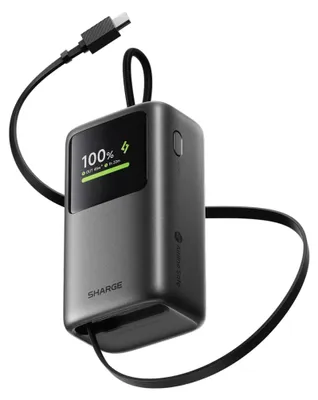Zdjęcie produktu dla Powerbank Sharge HyperTower 45W 10000mAh Wbudowany Kabel USB C Szary