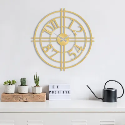 Immagine prodotto di Opviq, Metallo- TNL2199, Oro, Orologi da parete, 49 x 49 cm, 100% metallo (spessore: 1