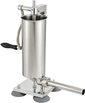 Produktbild von Manuelle Wurstfüllmaschine 3L mit 6 Füllrohren, Edelstahl Wursthersteller mit Saugnäpfen und Silikonpiston, Wurstfüller für zu Hause