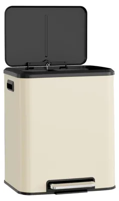 Productafbeelding van Clevich Vuilnisbak voor de keuken, 2x15 liter, metalen afvalscheidingssysteem, 30 liter, zandbeige