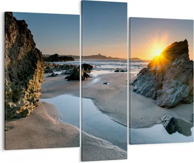 Produktbild von Bild auf Leinwand - Leinwandbild - Landschaft britisch Ufer Küste - 95x80cm - Wand Bild - Wanddeko - Leinwanddruck - Bilder - Kunstdruck - Wanddekoration - Leinwand bilder - Wandkunst - CB95x80-3174