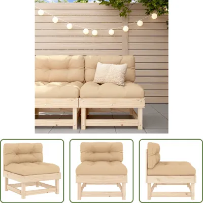 Produktbild von The Living Store Mittelsofa mit Kissen Massivholz Kiefer