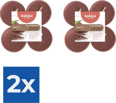 Produktbild von Bolsius Maxi Teelichter True Scents Oud Wood 8 Stück
