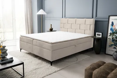 Produktbild von VENASI CHARLOTTE Boxspringbett 180x200 mit 2 Bettkästen und TOPPER H2/H3 Matratze BEIGE CASTEL 03