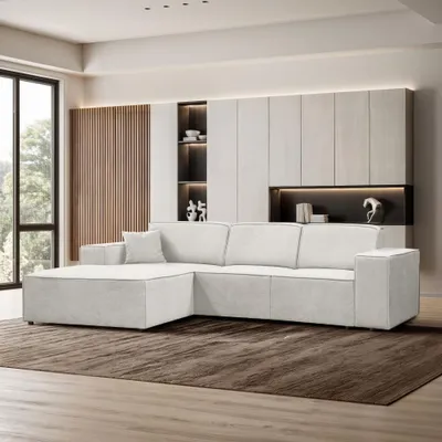 Produktbild von Ecksofa PEDRO L Hellbeige, 267x170 cm, Sofa L-form Breite Ottomane links, ohne Schlaffunktion