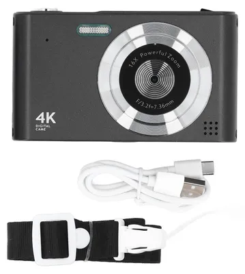 Obrázek produktu pro Digitální kamera 4K HD, 16násobný zoom, 48 MP, přenosný snímač CCD s LED svítilnou, automatické zaostřování AF pro fotografování, černá