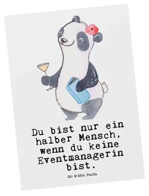 Produktbild von Mr. & Mrs. Panda Postkarte Eventmanagerin Herz - Weiß - Geschenk, Lustig, Ansichtskarten, Promoterin, Ansichtskarte, Beruf, Grußkarte, Postkarten, bildkarte, Spruch