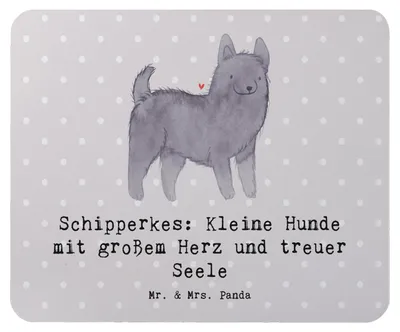 Produktbild von Mr. & Mrs. Panda Mousepad Schipperkes Herz - Grau Pastell - Geschenk, Schipperke, mutige Hunde, mauspad laptop, Hunderasse, loyale, pc mausunterlage, Mouse Pad, Hund