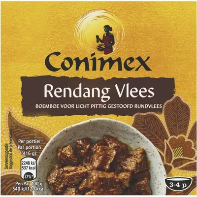 Produktbild von Conimex Rendang Vlees Boemboe 95g – Würzige indonesische Rendang-Gewürzmischung