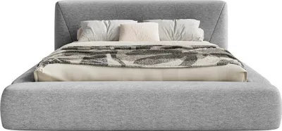 Produktbild von FEDVE Polsterbett Vemmo aus Chenille-Stoff 140x200 cm, Hellgrau