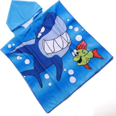 Produktbild von FEBE Badeponcho Kinder Haifisch Badetuch Mit Kapuze Bademantel für Kleinkind