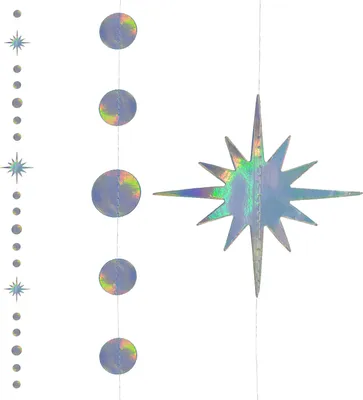 Produktbild von Oblique Unique Stern und Kreis Deckenhänger Girlande Banner Holo Effekt Deko für Weihnachten Hängedeko Winter