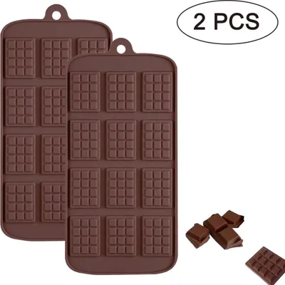 Produktbild von Silikon-Schokoladen- und Waffelformen mit 12 Mulden, BPA-frei, wiederverwendbar, 100 % Silikon, spülmaschinenfest