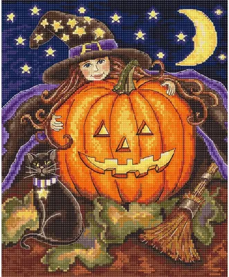 Produktbild von Letistitch "Kürbismädchen" Kreuzstich-Stickset, 23x19cm