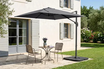 Produktbild von NAVAGIO 2,5 x 2,5 m Offset-Sonnenschirm aus Aluminium – 360° drehbar und neigbar – Grau