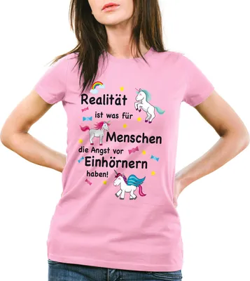 Produktbild von style3 Realität ist was für Menschen die Angst vor Einhörnern haben Damen T-Shirt Unicorn Einhorn, Farbe:Pink, Größe:M