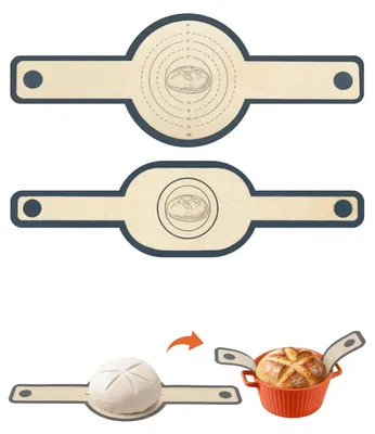 Produktbild von Silikon-Backmatte für Dutch Oven - Antihaft-Brotschlinge mit hitzebeständigen Griffen - Wiederverwendbare Backunterlage für Brot, Pizza und Kekse - 2 Stück Rund & Oval
