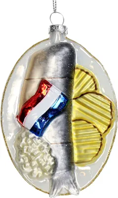 Produktbild von Christbaumschmuck 11cm Glas Heringsfilet Figur Weiß