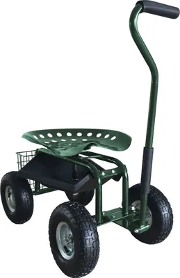 Image de AXI AG22 siège roulant mobile pour le jardin en vert | Chariot de jardin / siège de jardin en métal pouvant supporter jusqu'à 150 kg | Chariot roulant pour le jardinage avec étagère