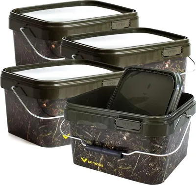 Produktbild von X2 Bat Tackle Camoflage Eimer – pro 4 Stück – 5 l – Camo – Aufbewahrungseimer – Futtereimer – Ködereimer – Boilie-Eimer – Ködereimer