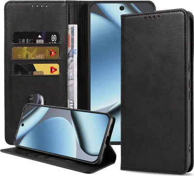 Obrázek produktu pro Vhodné pro Google Pixel 10 Pro Pouzdro na telefon z umělé kůže s magnetickým zapínáním a držákem karet Bookcase with Flap - Peněženkové pouzdro s přihrádkou na karty - Black - Smartphonics