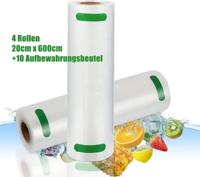Immagine prodotto di Izrielar 4 pezzi 20 x 600cm rotoli sottovuoto Pellicola sottovuoto per alimenti Contiene 10 sacchetti per la freschezza (20*30cm)