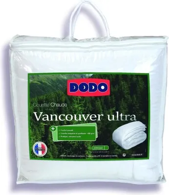 Image de Couette tempérée DODO Vancouver Ultra, 220 x 240 cm, 300gr/m², Blanc, 2 Personnes, Fabriqué en France