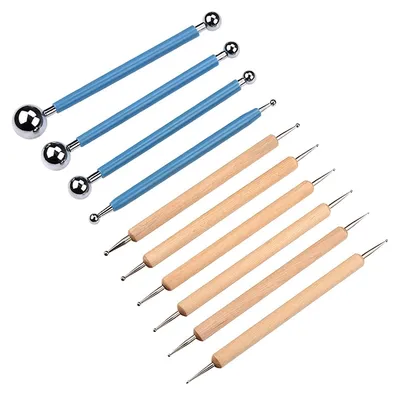 Produktbild von 9 Stück Modelierwerkzeug Set, Ton Werkzeug, Clay Tools, Reversibles Modellierwerkzeug Ton mit Aufbewahrungstasche