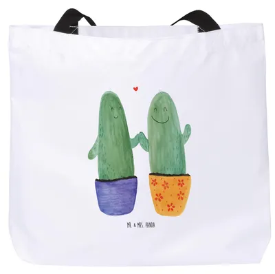 Produktbild von Mr. & Mrs. Panda Tote Bag Kaktus Liebe - Weiß - Geschenk, Tasche, Laptoptasche, Kakteen, Trennung, Schultasche, Strandtasche, Love, Reisetasche, Liebesbeweis, Hochzeit