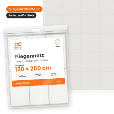 Produktbild von Fliegennetz Fliegengitter Moskitonetz Insektenschutz Mückenschutz Fiberglas 120x250cm / Weiß