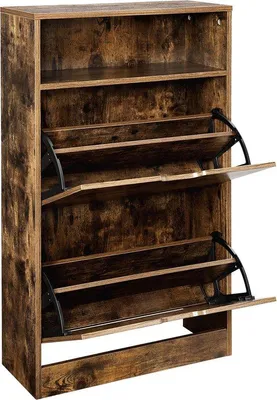 Immagine prodotto di Armadio porta scarpe Rootz – Armadio porta scarpe con 2 ante a ribalta – Contenitore per scarpe – Scaffale per scarpe – Organizer per scarpe – Scaffale per scarpe – Mobile porta scarpe – Marrone vintage – 60 x 24 x 102 cm (L x P x A)