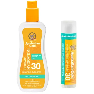 Produktbild von Australian Gold Spray Gel SPF30 + Schutzlippenstift