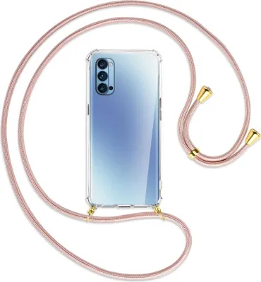 Produktbild von Handykette Backcover-Schutzhülle mit Band (Metall goldfarben) für Oppo Reno4 Pro 5G - roségold