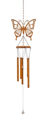 Produktbild von Windspiel Schmetterling Edelrost L80cm Klangspiel Natur Gartendeko Rostdeko Deko Hängedeko Garten Rostoptik