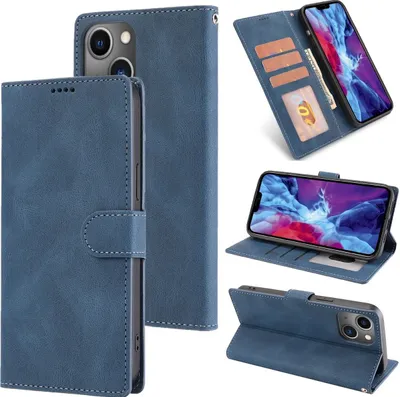 Produktbild von Mobigear Wallet iPhone 14 Hülle Klapphülle Geldbörse - Blau