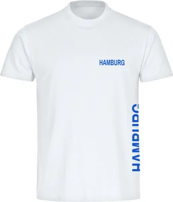 Produktbild von multifanshop Herren T-Shirt - Hamburg - Brust & Seite, weiß, Größe L