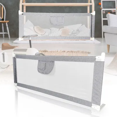 Obrázok produktu pre Ochrana postele 200*80 cm Ochrana detskej postele Sklápacia Výškovo nastaviteľná ochrana proti pádu vhodná pre detské postieľky, postele rodičov Ochrana proti pádu pre detskú posteľ Sivá