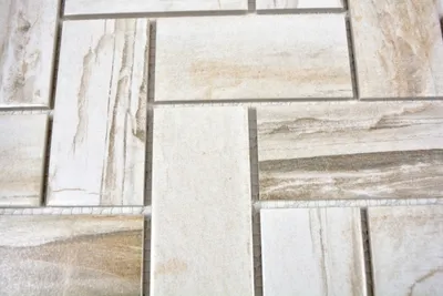 Produktbild von Handmuster Mosaik Fliese Keramik beige Fischgrät Holz hell Fliesenspiegel Küche MOS24-2002_m