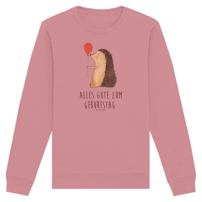 Produktbild von Mr. & Mrs. Panda Nachhaltiger Pullover Igel Luftballon Größe XXL - Canyon Pink - Geschenk, Sweatshirt, Bio-Pullover, Sweater, Pulli, Happy Birthday, Ballon, Baumwoll