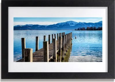 Produktbild von Bild 30x20 MDF-Rahmen Wandkunst Sea Mountain Bridge-Architektur