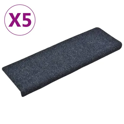 Image de Tapis d'escalier autocollants 5 pièces 65 x 21 x 4 cm Anthracite Bord rectangulaire