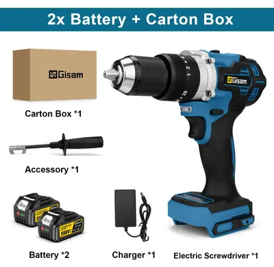 Immagine prodotto di Trapano avvitatore a batteria – Trapano avvitatore a batteria da 18V – Motore brushless – Coppia di 650 Nm – Mandrino autoserrante da 13 mm – 4600 giri/min – Set con 2 batterie