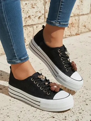 Produktbild von Damen Stoff-Sneakers Osdo Schwarz, leichte Freizeitschuhe, Größe 37